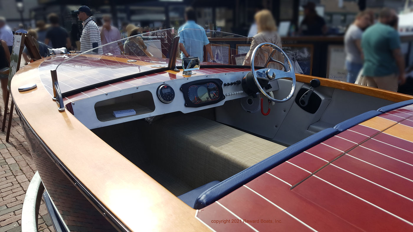 Photo of cockpit and dashboard at the International Boat Show in Newport, RI